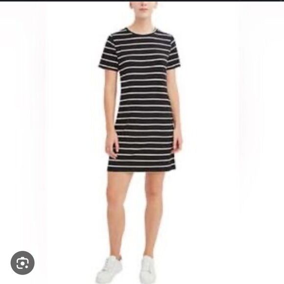 BCBGeneration Striped Black And White Dress Short Sleeves - Picture 1 of 6